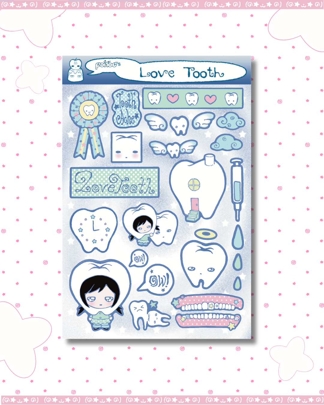 Love Tooth SandyGlitter Sticker Sheet