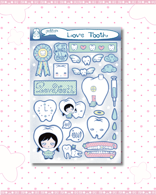 Love Tooth SandyGlitter Sticker Sheet