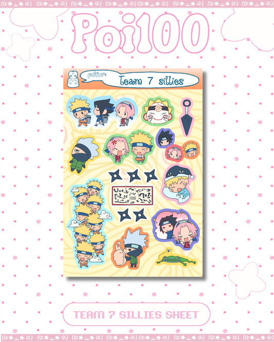 Team 7 Sillies Sticker Sheet